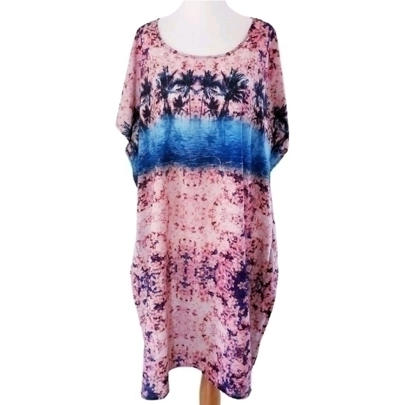 ELOQUII TROPICAL PALM KIMONO DRESS SZ 16 1X - Picture 2 of 6